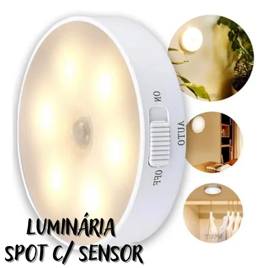 Luminária 8 Led Spot Sensor Presença Inteligente Quente ou Frio _ CS473