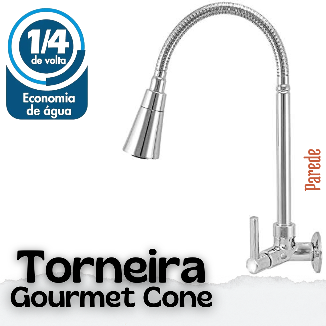 Torneira de Gourmet Metal Cone Parede Mesa Flexível com Chuveirinho _ CS464