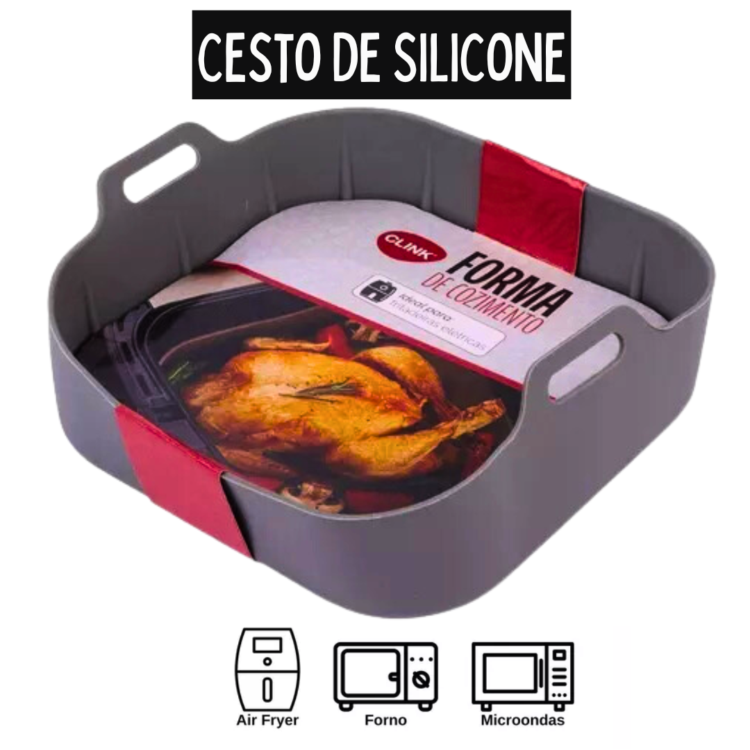 🍳 Forma Cesto Silicone Air fryer Microondas Forno Reutilizável Quadrada 16x16x5 _ CS566 🍰