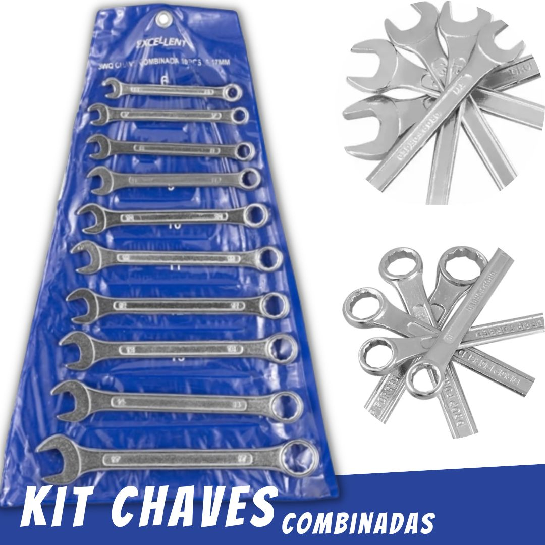 Jogo Kit Chave Combinada 10 Peças 6 - 17mm _ FE65