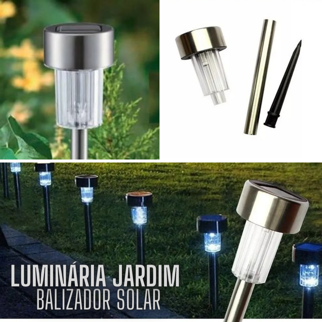 Lampada Luminária Luz Led Solar Jardim Poste Balizador _ CS192