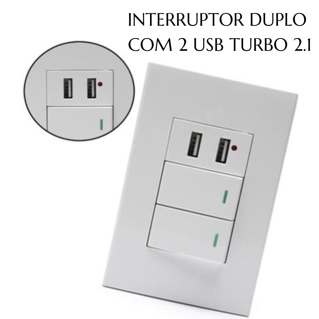 Interruptor Duplo Com Carregador Usb Turbo 2.1a _ CS50