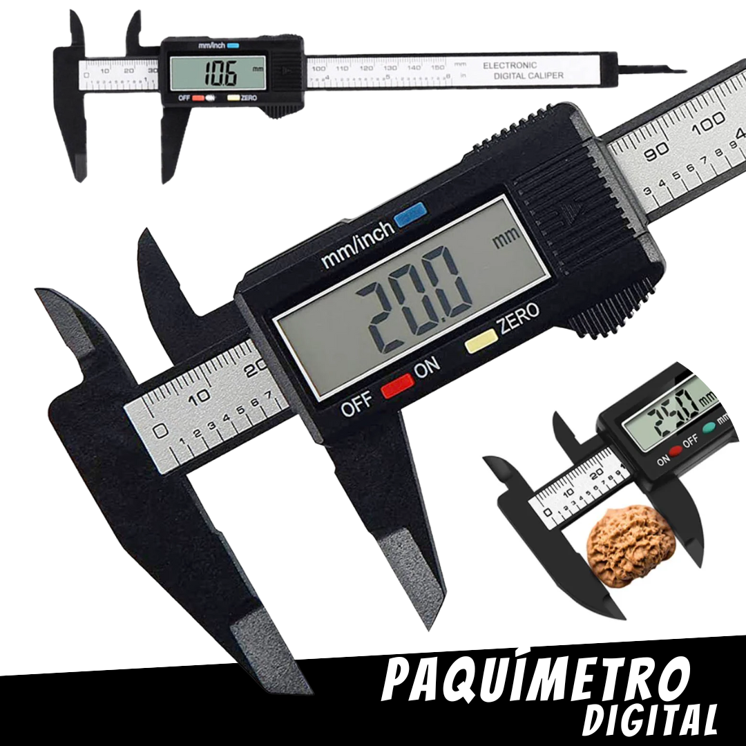 Paquímetro Digital Eletrônico 150mm Fibra Carbono LCD - Carbon Fiber _ FE100