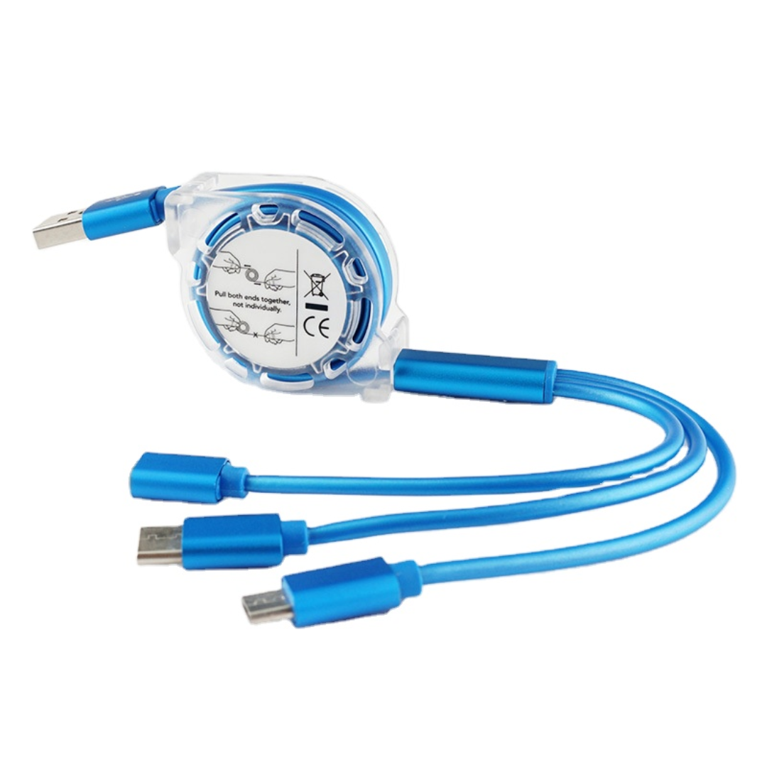 Cabo Carregador USB Retrátil Ultra Rápido 3 em 1 _ EL141 ⚡📱