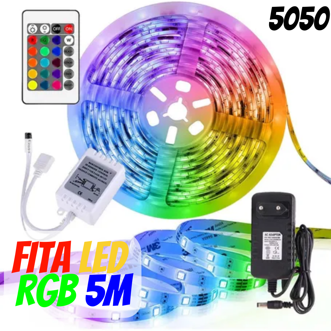 Fitas Led Decorativa RGB 5050 5m Controle Sem Fio Led _ CS479