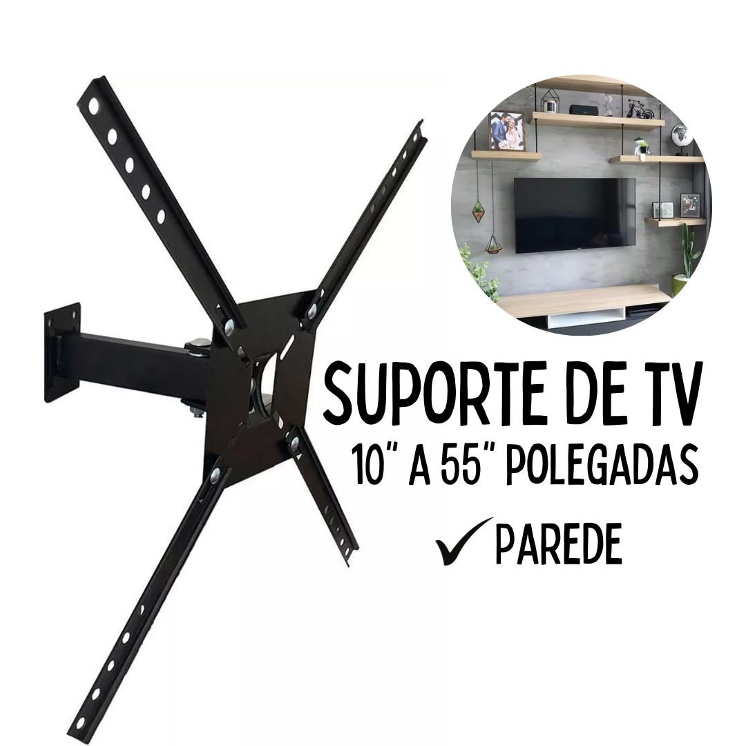 Suporte Para Tv Bi-Articulado 10 a 55 Polegadas Parede _ CS183