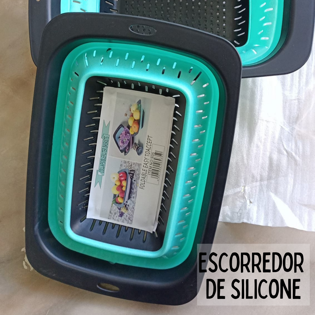 Escorredor de Silicone Retrátil Multiuso Macarrão Frutas Alimentos _ CS457