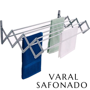 Varal de Roupa Sanfonado de Parede Retrátil Alumínio 80cm _ CS532