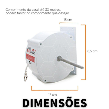 Varal Recolhível Retrátil de Parede 30m Seca Fácil _ CS402