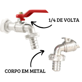 Torneira Esfera em Metal para Jardim Fácil Abertura - Torneira Esfera em Metal para Jardim Fácil Abertura - CS84