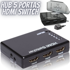 Hub Switch HDMI 5 Portas Splitter Full HD + Controle Remoto _ EL47 🎮📺