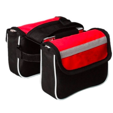 Bolsa Dupla Quadro Alforge Bike Porta Ferramentas Objetos Faixa Refletiva _ ES29