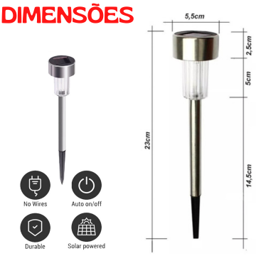 Lampada Luminária Luz Led Solar Jardim Poste Balizador _ CS192