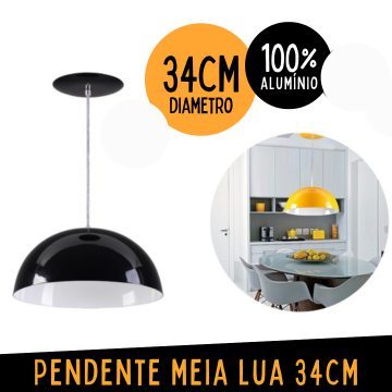 Pendente Lustre Meia Lua Alumínio 34cm _ CS44