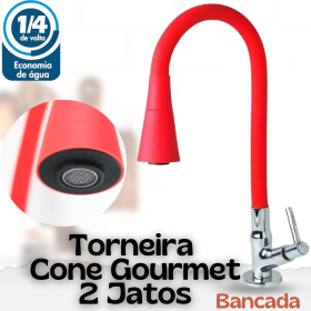 Torneira Gourmet Cozinha Mesa Bancada Vermelha Cone - CS470