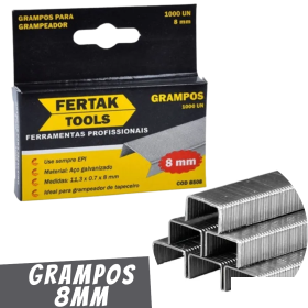 Grampo Para Grampeador Manual 8mm Total 1.000 Grampos Profissional _ FE117