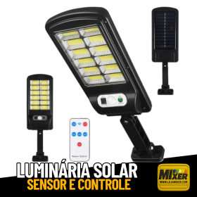 Luminária Solar Led Parede Refletor 128 Cob Sensor Controle 25w _ CS102