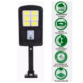 Luminária LED Solar de Parede Refletor Tipo Poste 48 COB com Sensor de Presença - CS538 