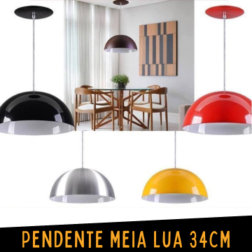 Pendente Lustre Meia Lua Alumínio 34cm _ CS44