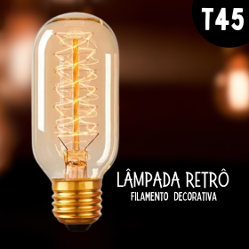 Lampada Retrô Vintage T45 40W Filamento De Carbono _ CS420