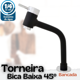 Torneira Link Baixa 45º Preta Black Cromado Lavatório - CS336