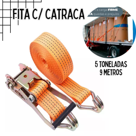 Kit Catraca + Cinta Amarração 5 Toneladas 9 Metros Rabicho _ FE14