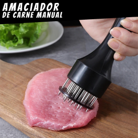 Amaciador Batedor de Carne Bife Com Furador Manual Aço Inox _ CS501