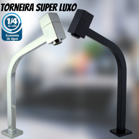 Torneira Link Quadrada Super Luxo Cozinha e Banheiro Bica Alta 45º Metal Cromado 1/4 de Volta - CS461