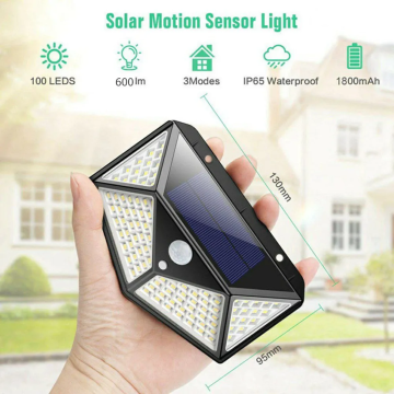 Luminária Solar Parede 100 Leds 7w com Sensor de Movimento _ CS190