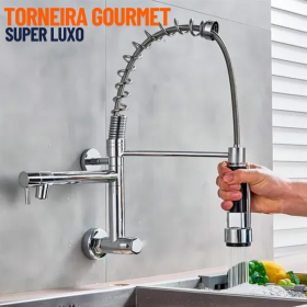 Torneira de Parede Gourmet Cromada – Cozinha para Água Fria, Cor Prateada _ CS173  
