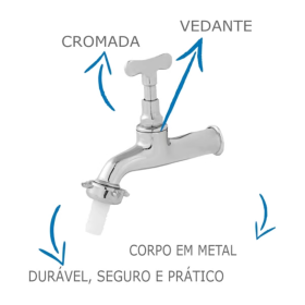 Torneira Cromada Parede Metal Inox Jardim _ CS319