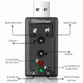 Placa de Som - Adaptador de Áudio para PC e Notebook _ EL71