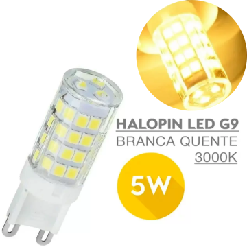 Lampada de Led Halopim G9 5w para Lustre e Arandelas Branco Quente ( luz Amarela) _ CS139