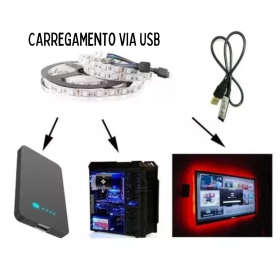 Fita De Led Usb Rgb 5 Metros Controle 5v Embutido Tv Pc Decoração _ CS585