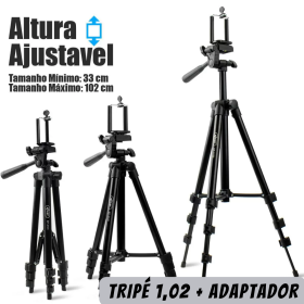 Tripé Universal Ajustável 102cm Telescópico para Câmera e Celular _ EL41 📸📱