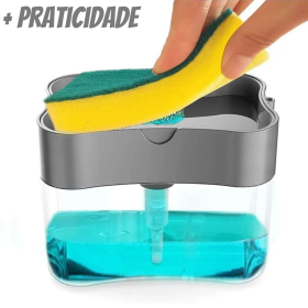 Dispenser Detergente 2 em 1 Esponja Limpeza Louça Dosador _ CS482