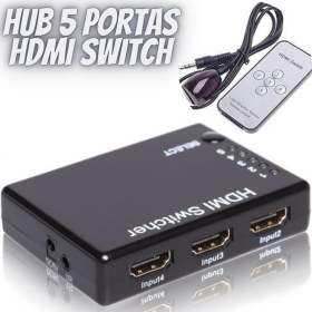 Hub Switch HDMI 5 Portas Splitter Full HD + Controle Remoto _ EL47 🎮📺