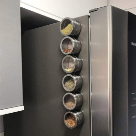 🌿 Porta Condimento Inox Magnético – 6 Potes com Imã - CS138