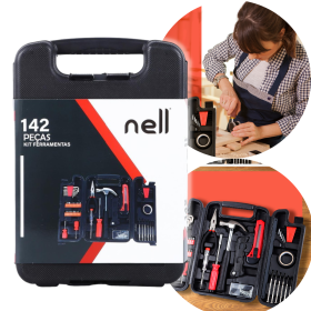 Kit Ferramentas Nell 142 Peças com Maleta _ FE69