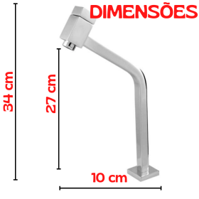 Torneira Link Quadrada Super Luxo Cozinha e Banheiro Bica Alta 45º Metal Cromado 1/4 de Volta - CS461