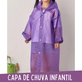 Capa de Chuva Infantil Botão Frontal Cordão e Capuz _ ES96