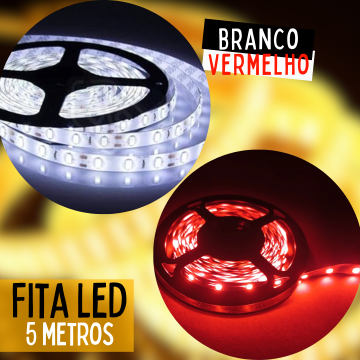 Fita Led 5 Metros com Dupla Face Adesiva 3528 + Fonte 12v 2a _ CS477