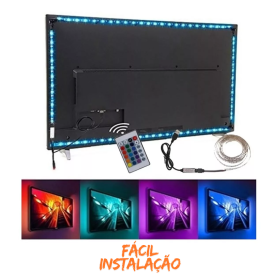 Fita Led 5050 RGB 2m 5v Usb Controle Remoto Decoração Para Sua Casa _ CS574