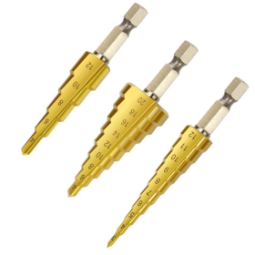 🛠️ Brocas Escalonadas de Titânio de 4mm a 20mm - Kit com 3 Brocas _ FE45 🔩