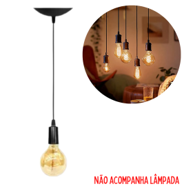 Pendente Fio Cabo Vintage Retrô Estilo Industrial Preto _ CS195 💡🖤