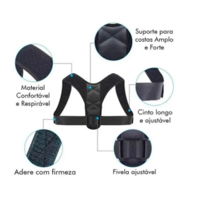 Corretor Postural Suporte Ajustável Lombar Espinha Clavícula _ ES70