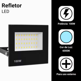  Refletor Led 100w Holofote Bivolt Prova D'água IP66 Frio _ CS146 