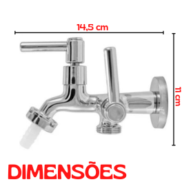 Torneira de Máquina e Tanque Alavanca em L Com 2 Saídas _ CS74