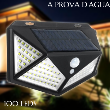 Luminária Solar Parede 100 Leds 7w com Sensor de Movimento _ CS190