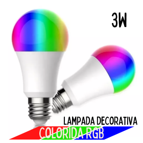 Lâmpada Bulbo LED RGB E27 Bivolt 3W com Controle Remoto _ CS539